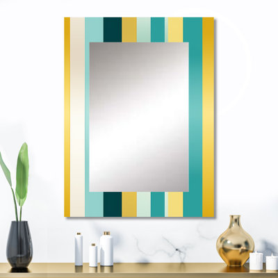 Green And Yellow Stripes Harmony - Striped Mirror Wall Decor