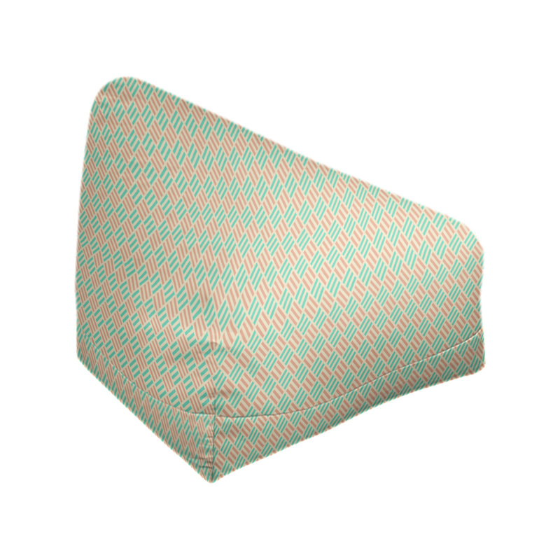 Sac de pois Kitterman, H 27 po x L 30 po x P 25 po, Housse de pouf, Turquoise/saumon foncé
