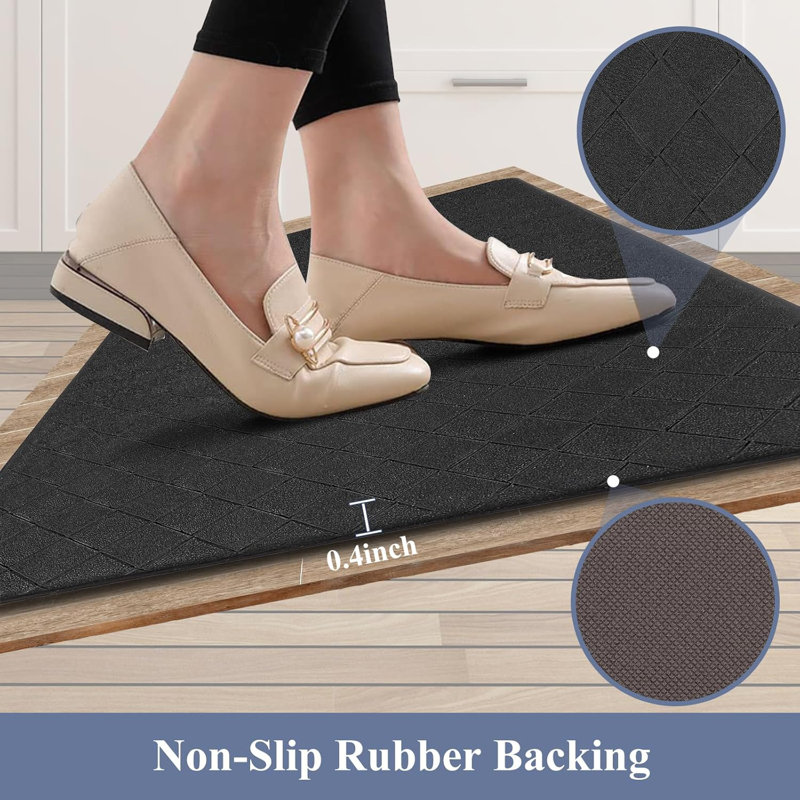  Standing Anti-fatigue Kitchen Mats (Set of 3), Black