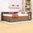 Three Drawers Wooden Daybed with Desk, Trundle and Storage Shelves-92553337-92553318