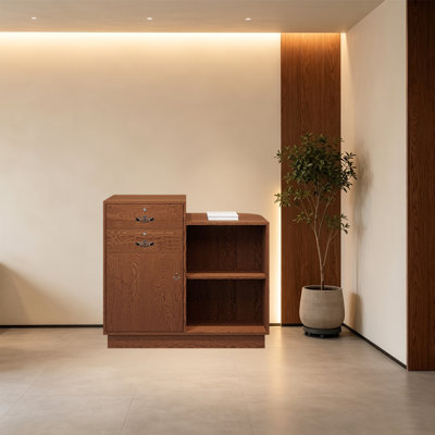 Small Commercial Reception Desk, Modern Front Counter for Welcome Area, Compact Reception Desk for Office and Retail Use