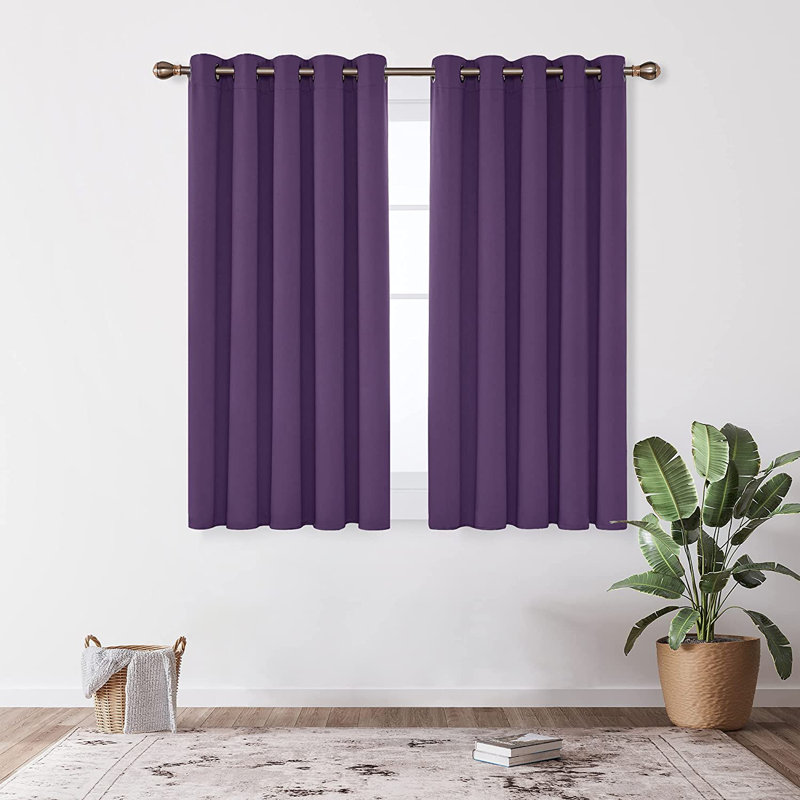 Blackout Door Curtain Pair, 168 W x 138 D cm, Purple Grape