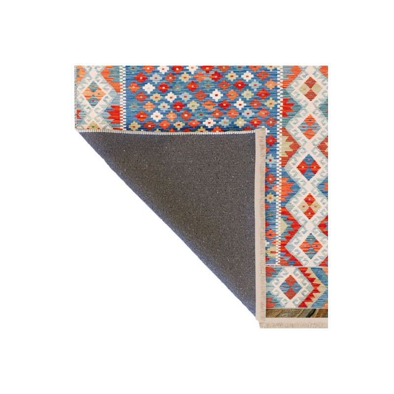 Tapis décoratif rétro bleu traditionnel lavable à la machine, Tapis de couloir 3 pi 3 po x 9 pi 10 po