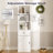Farmhouse 71" Tall Bookshelf With Drawer, Narrow Bookcase With Adjustable Left/right Door, Adjustable Shelf, Freestanding Display Book Shelf For Bedroom,living Room, Office, White-224281516