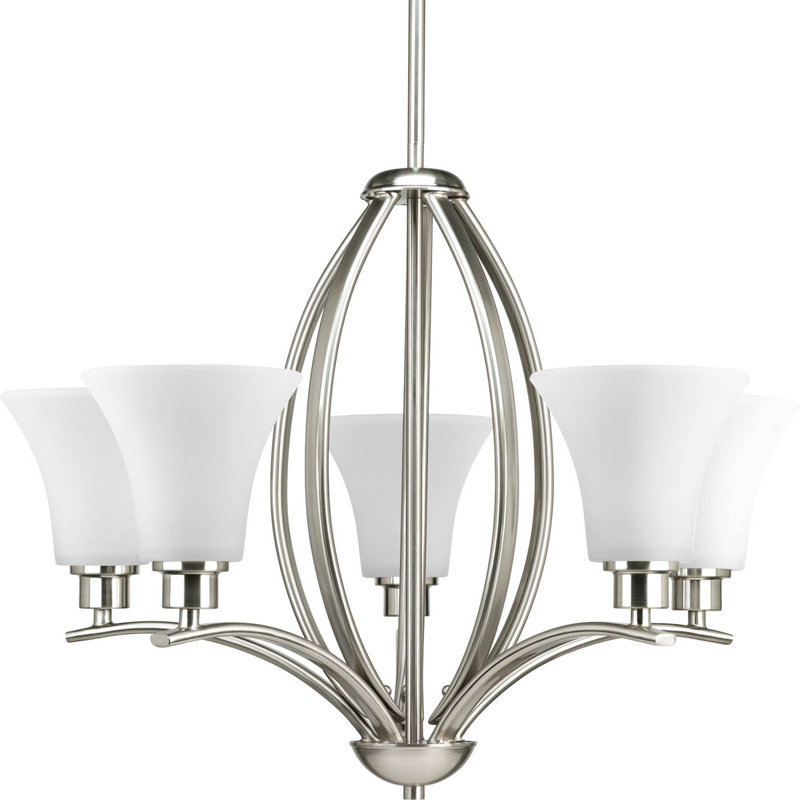 Lustre classique / traditionnel à 5 lumières Jilliann, Nickel brossé