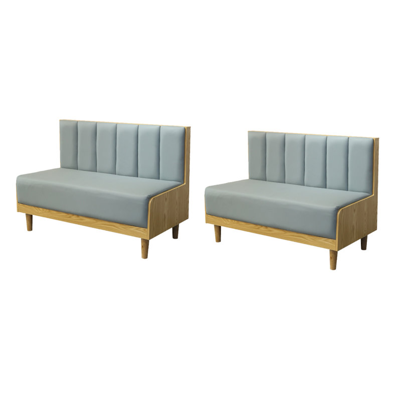 Faux Leather Upholstered Bench, Light Blue