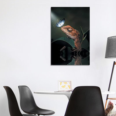 The Iguana & Butterfly by Zenja Gammer - Print on Canvas