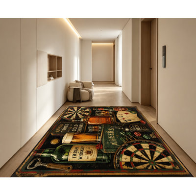 Tapis lavable à motif de bar, surface en velours, doux et antidérapant, décoration intérieure moderne pour salon, chambre, entrée, bureau, balcon, appartement