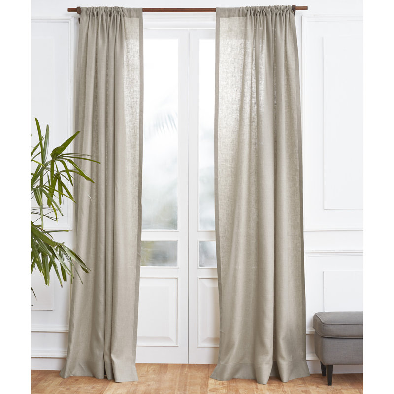 Linen Curtain with Rod Pocket, Natural, 52" W x 96" L
