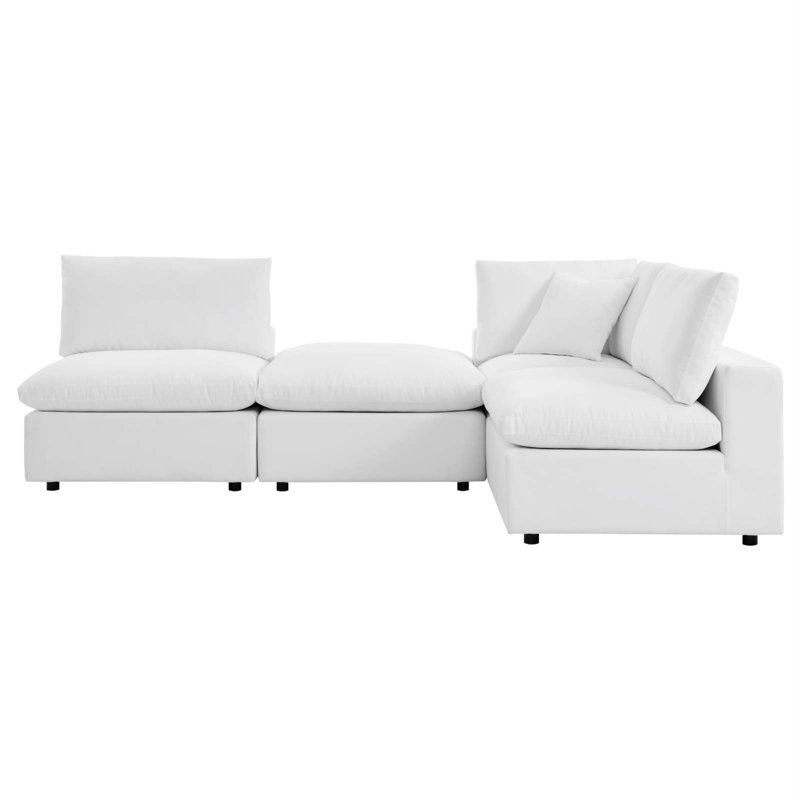 Commix 4-Piece Sunbrella Outdoor Patio Sectional Sofa, White