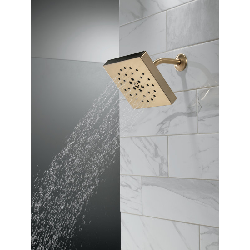 Pomme de douche fixe à 4 réglages avec technologie H2Okinetic, Bronze champagne