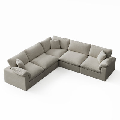 Canapé rembourré modulaire en forme de L pour salon, chambre à coucher 5 pièces