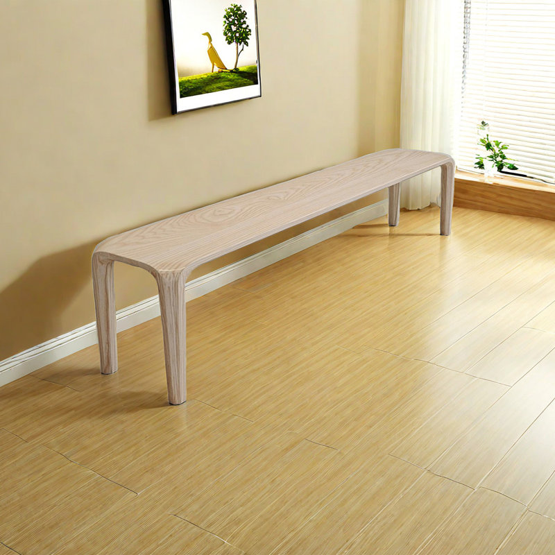 Banc en bois massif Niyaz, H 17,71 po x l 55,11 po x P 12,59 po