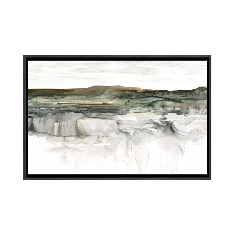 Impression de rivière Flow par Carol Robinson, Pas de tapis, H 40 po x l 60 po x 1,5 po, Toile avec cadre noir patiné