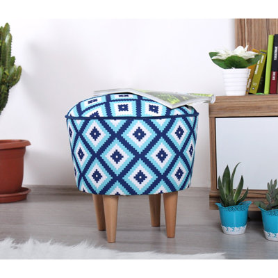 Parkstone 42cm Wide Round Geometric Footstool Ottoman