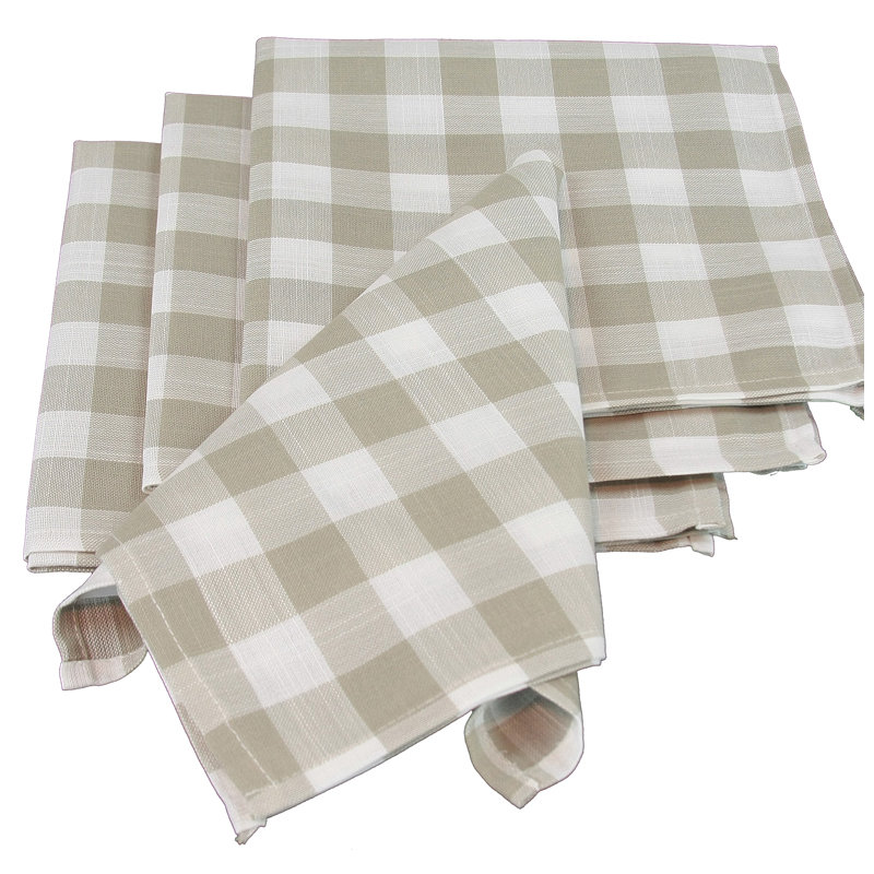 Aafreen Polyester Checkered Square Napkin, Natural