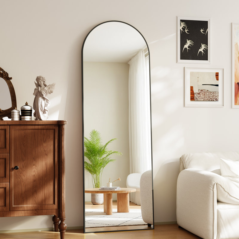 Aluminium Arch Mirror, Black, 147.3cm H x 45.7cm W
