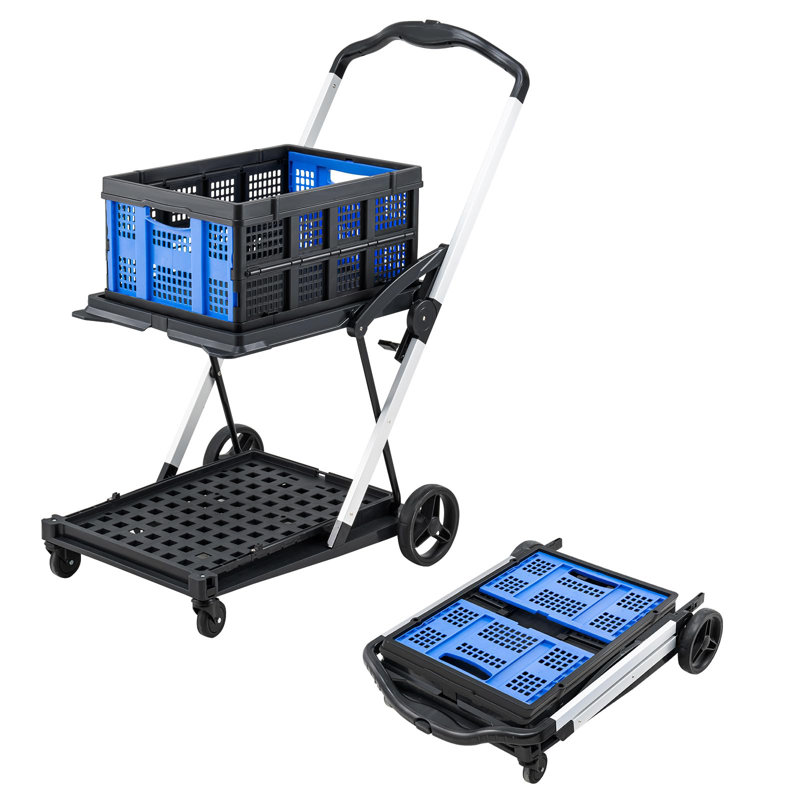 Chariot pliant sur roulettes, Noir / Bleu