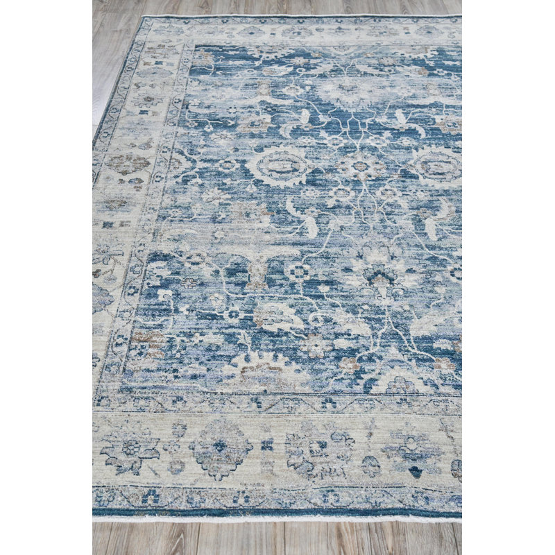 Vintage Looms Blue/Beige Polyester powerloom Area Rug, Rectangle 11'9" x 14'2"
