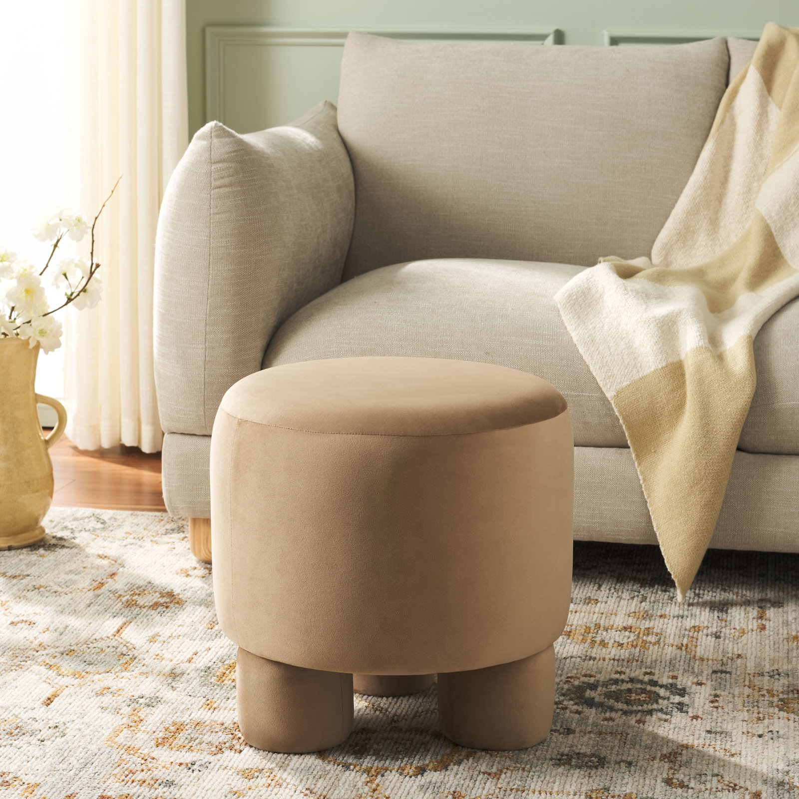 Josie 17" Ottoman, Tan