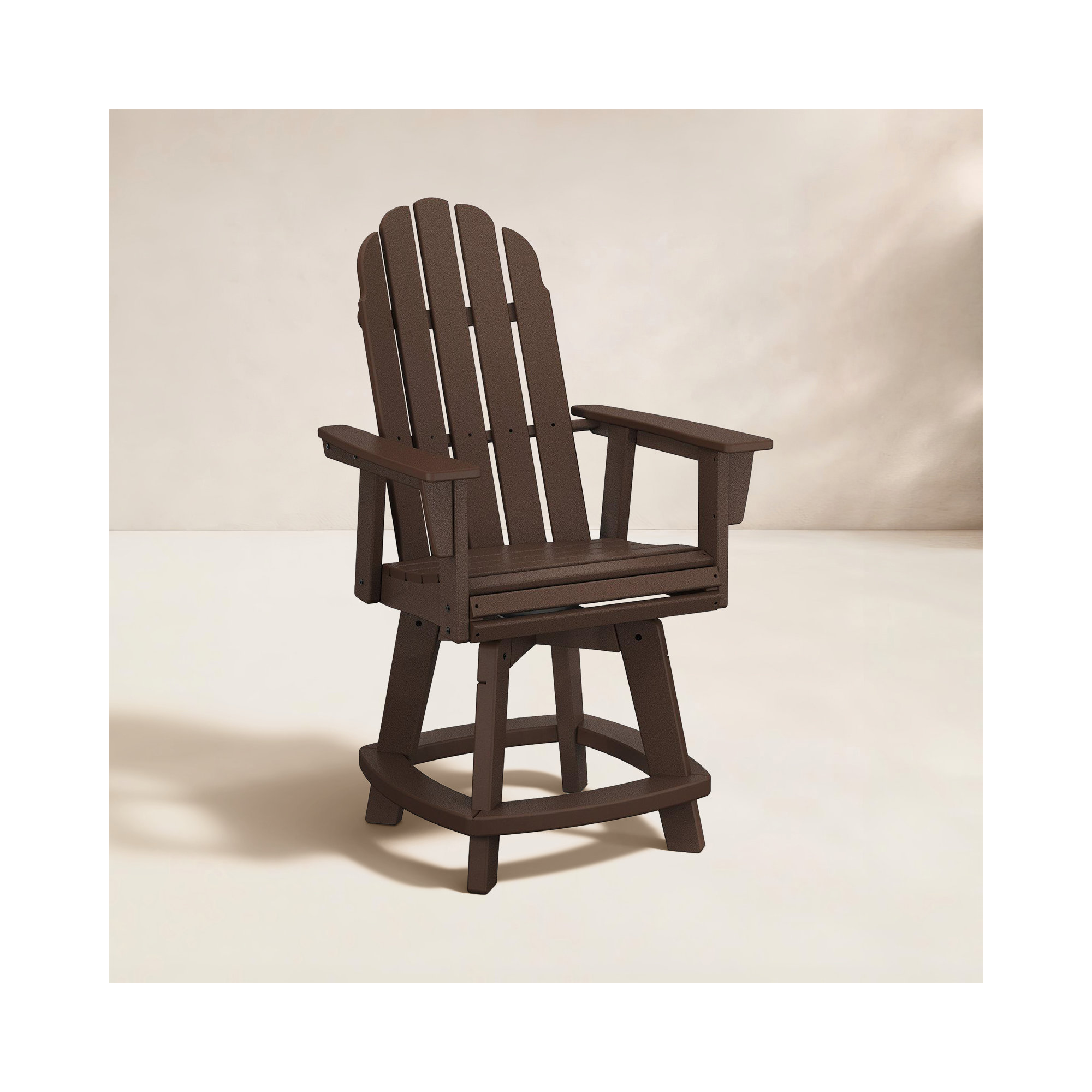 Vineyard Curveback Adirondack Swivel Counter Chair, Mahogany