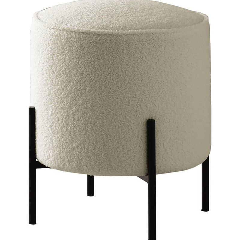 Ronde contemporaine beige avec support noir mat contrastant et pieds en métal