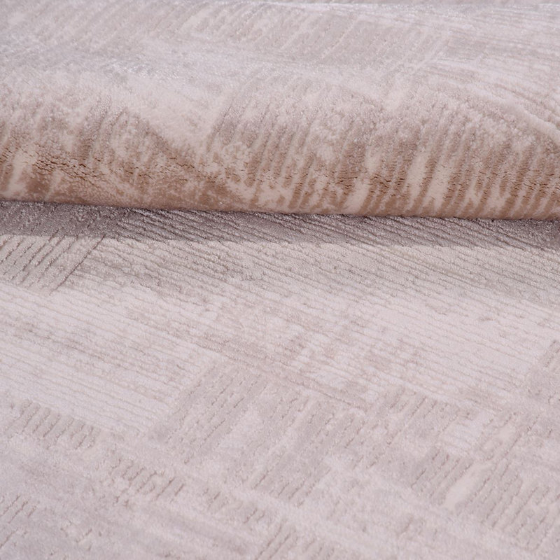 Tapis moderne / abstrait crème lavable à la machine antidérapant, Tapis de couloir 2 pi 7 po x 9 pi 9 po
