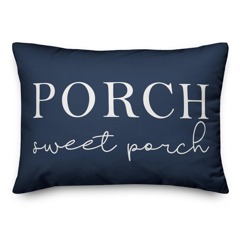 Textual Outdoor Throw Pillow, Navy