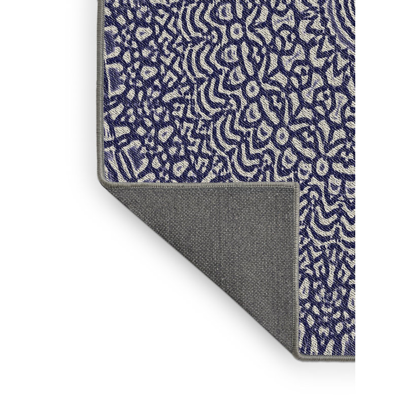 Fabriqué à la machine en laine et polyester bleu/gris Tapis décoratif, Rectangle 5 pi x 7 pi