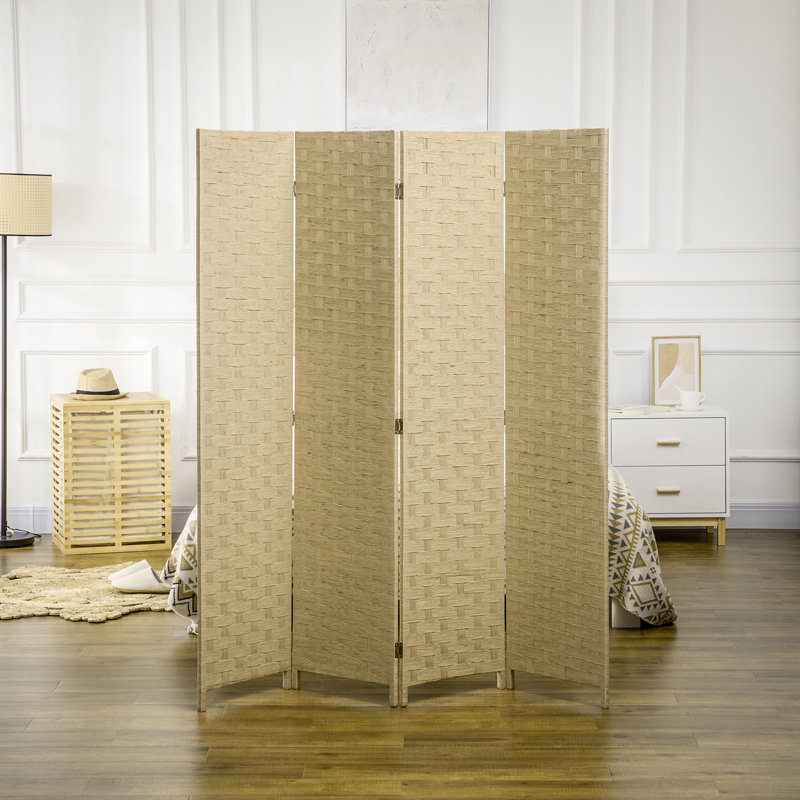 159.5cm W x 169.5cm H 4 - Panel Solid Wood Folding Room Divider, Brown