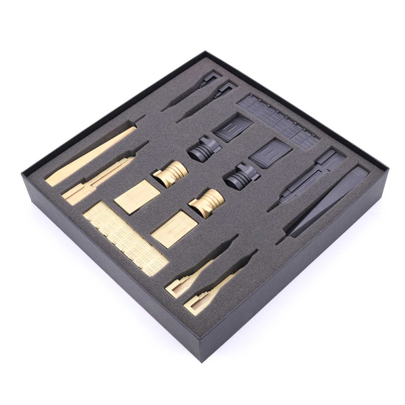 Luxury Bronze New York Chess Set with Marble Hatch Board
