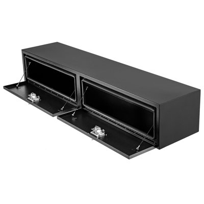 Boîte à outils 72 po en acier noir avec serrure à poignée en T, coffre à outils robuste pour coffre de rangement pour camion, véhicule récréatif, remorque