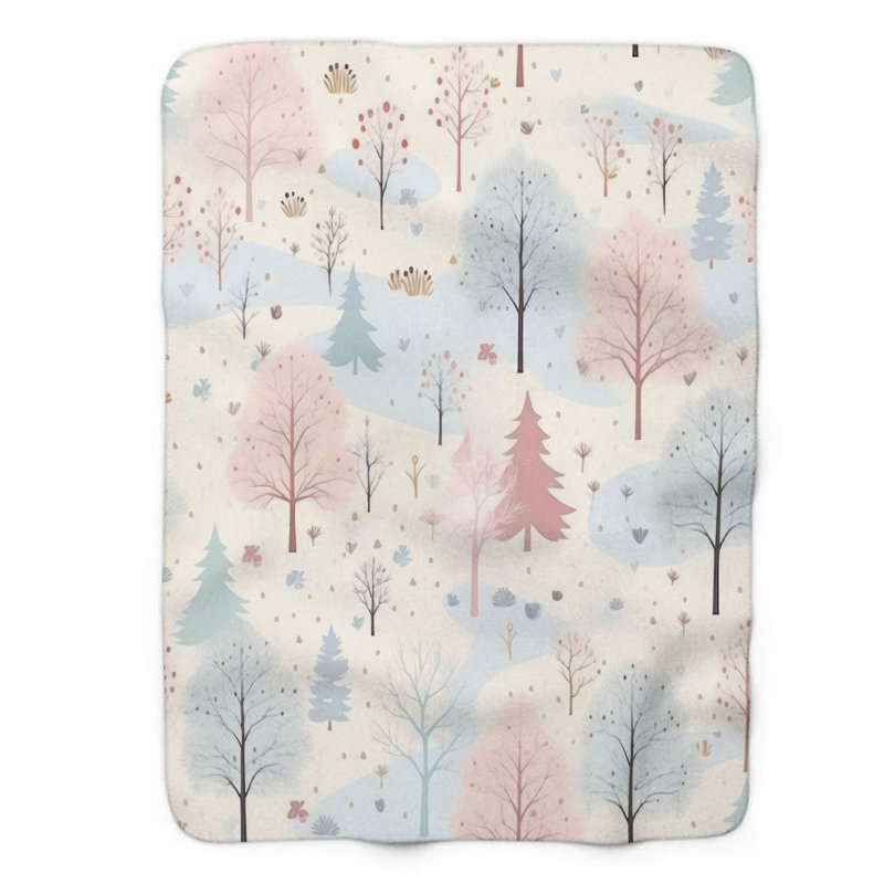 Jeté Whimsical Pastel Highlands - 1 pièce Sherp Premium, Grand lit, Blanc / rose / bleu