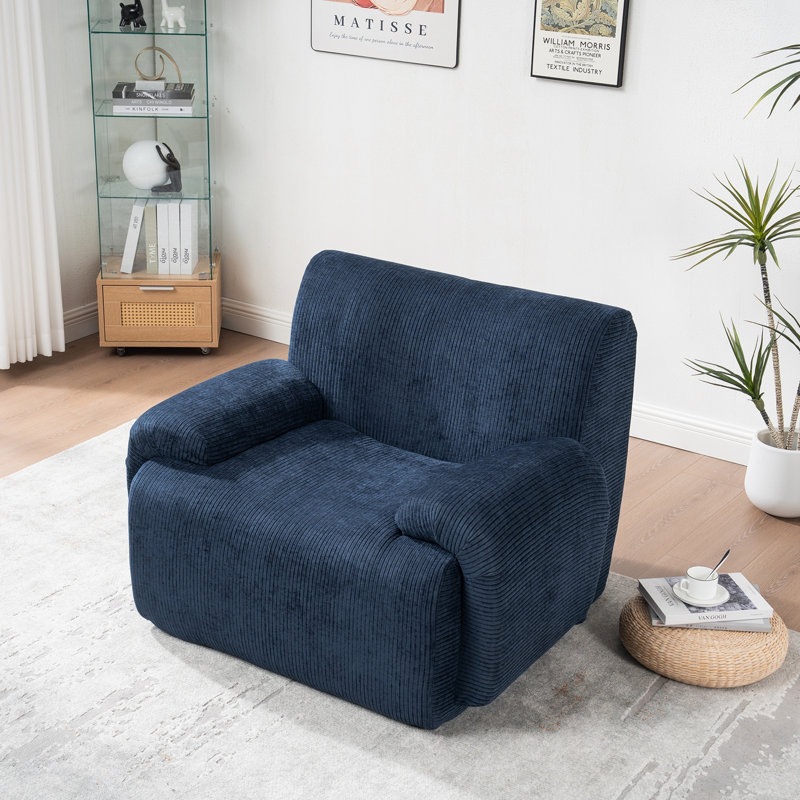 Fauteuil en chenille rembourré avec sièges profonds, Marine