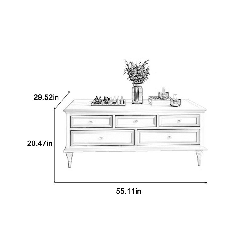 Table basse imperméable éco-peinte, H 20,47 po x L 55,11 po x l 29,52 po, Champagne