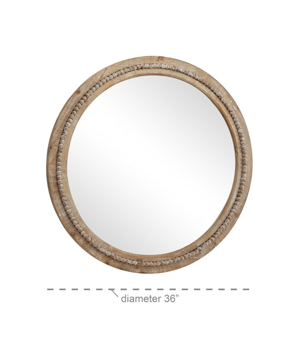 Round Natural Beaded Wall Mirror