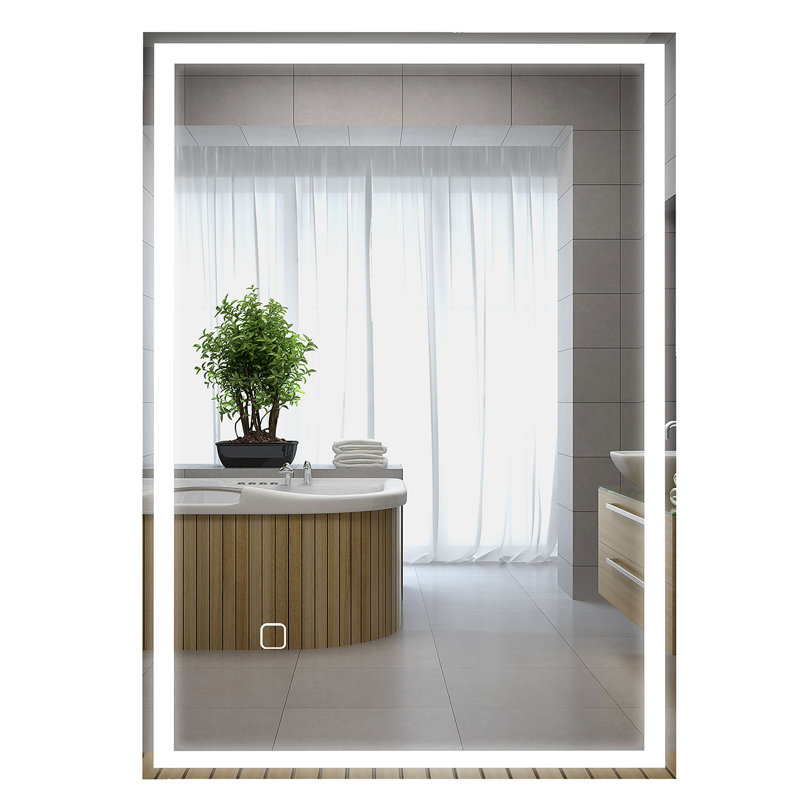 HOMCOM Dimmable Bathroom Mirror With LED Lights, 3 Colors & Defogging, 27.64" x 19.89"