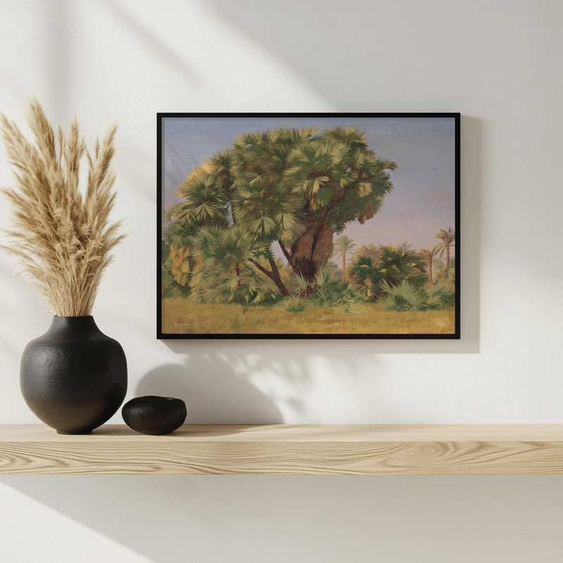 «Study of Palm Trees» par Stellar Design Studio, reproduction d'art, L 40 x H 30, Black, Impression encadrée