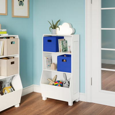 RiverRidge Kids 23in Playroom Bookshelf with Veggie Bin Organizer, 2 Open Toy Storage Shelves, and 2 Fabric Bins by RiverRidge Home