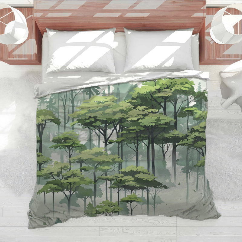 Édredon Lush Green Forest Illustration, Simple extra long