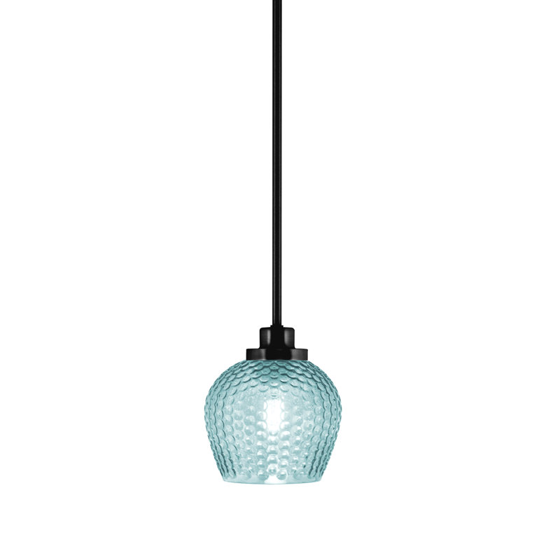 Mini-luminaire suspendu Scituate, Bleu, Noir mat