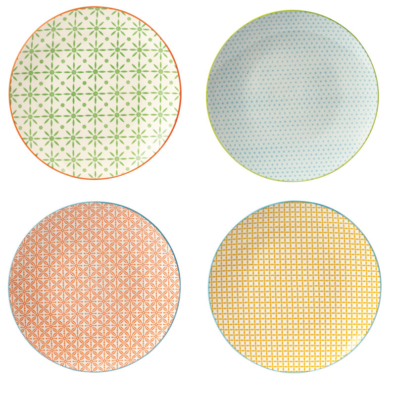 Ensemble d'assiettes plates 10 pièces Kiaan, Bleu / Orange / Vert / Jaune