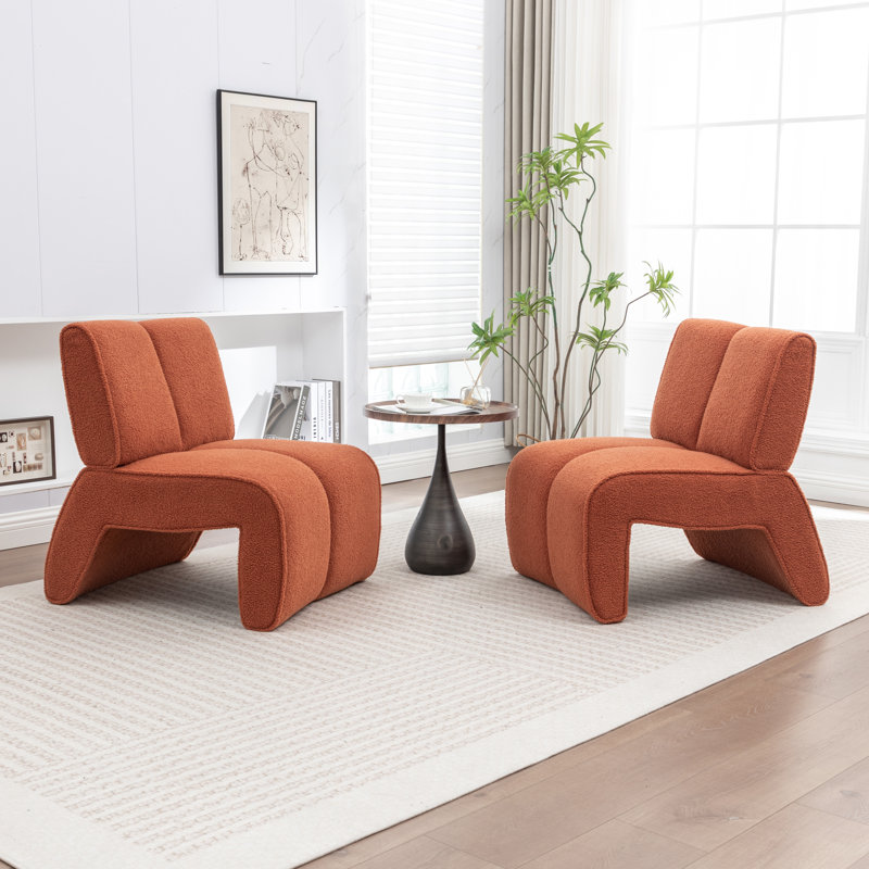 Mathias Upholstered Faux Fur Accent Chair, Orange
