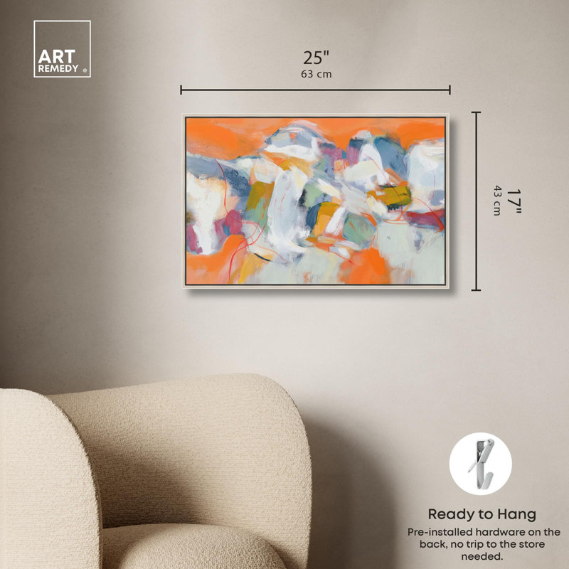 «Canyon Fire II», reproduction d'art sur toile par Art Remedy, H 16 po x l 24 po, Cadre argenté