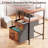 66 in. L-Shaped Computer Desk with 2 Monitor Stand, Power Outlet, Cabinet Gaming Desk Metal Base with Drawers Writing desk for Home Office-2128542544-2130081902