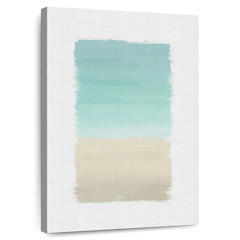 Avery turquoise abstrait sur fond blanc, H 39 po x l 26 po