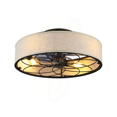 Ventilateur de plafond 20 pouces à profil bas en tissu Farmhouse