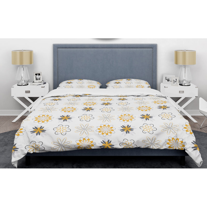 Farmhouse / Country Polyester Floral Duvet Cover, King Duvet Cover + 2 Shams