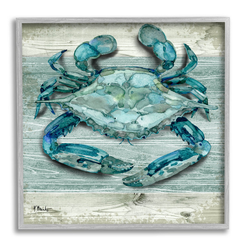 Crabe rustique Northpoint Sealife par Paul Brent - peinture sur bois, H 12 po x l 12 po x P 1,5 po