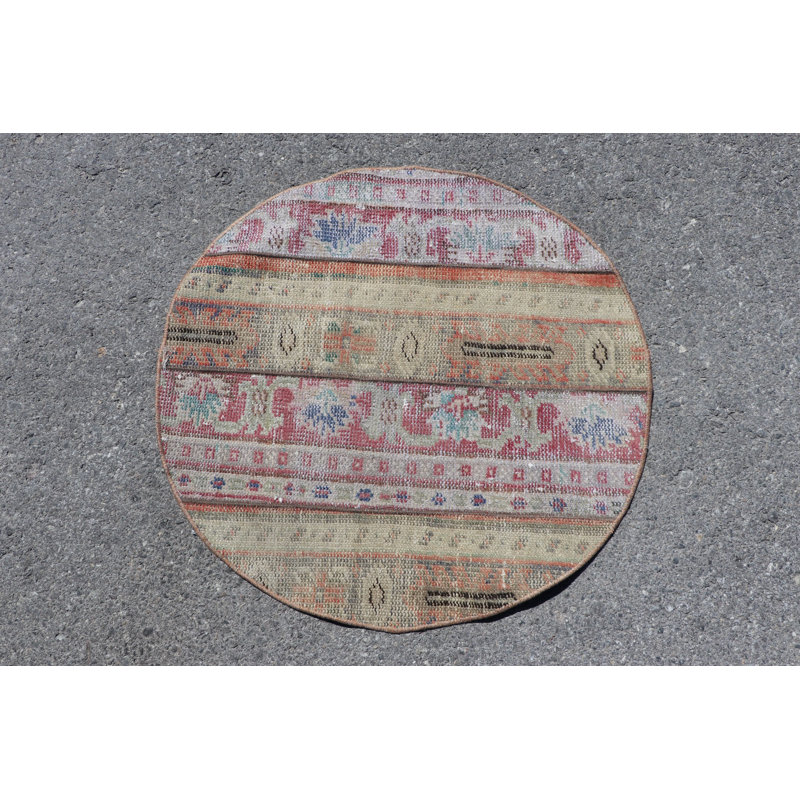 Petit tapis turc rétro rose de style Anatolien idéal pour les salles de bain et les tapis de porte